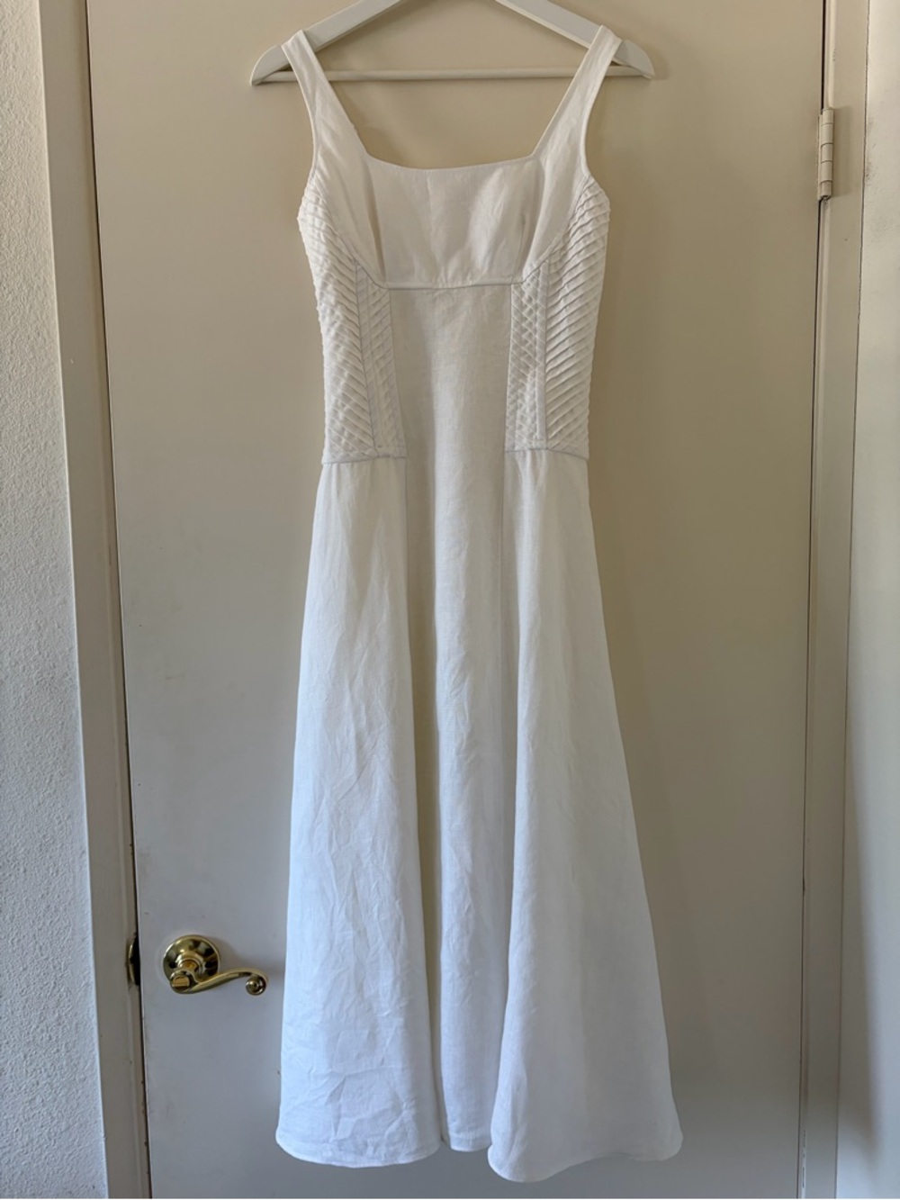 Reiss White Linen Corset Midi Dress